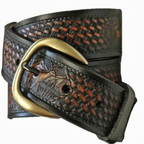 Hickory Creek Deer Embossed Bridle Leather Belts