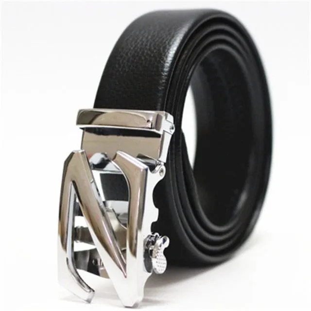 Letter Wild Cat Buckle PU Leather Men's Belt