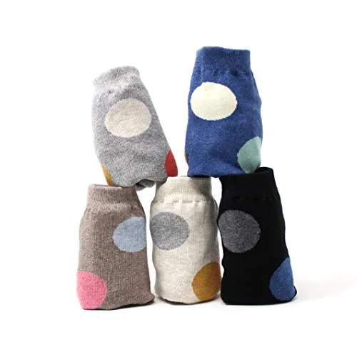 LIVEBEAR Multi-Pack Womens Cute Prints Patterns, Novelty, Casual Cotton Crew Socks Made In Korea (Macaron Dot)