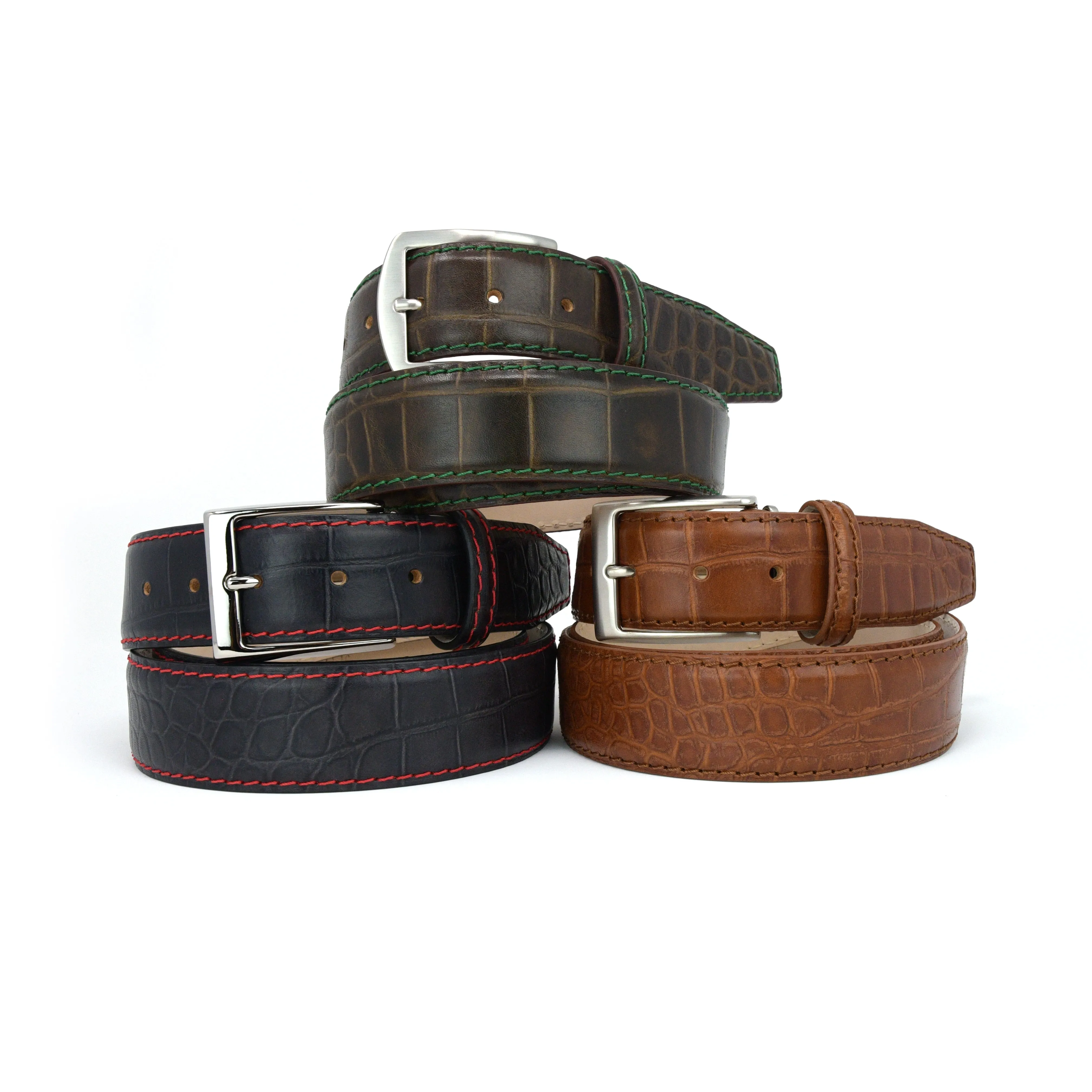 Matte Mock Gator Belt - Oak