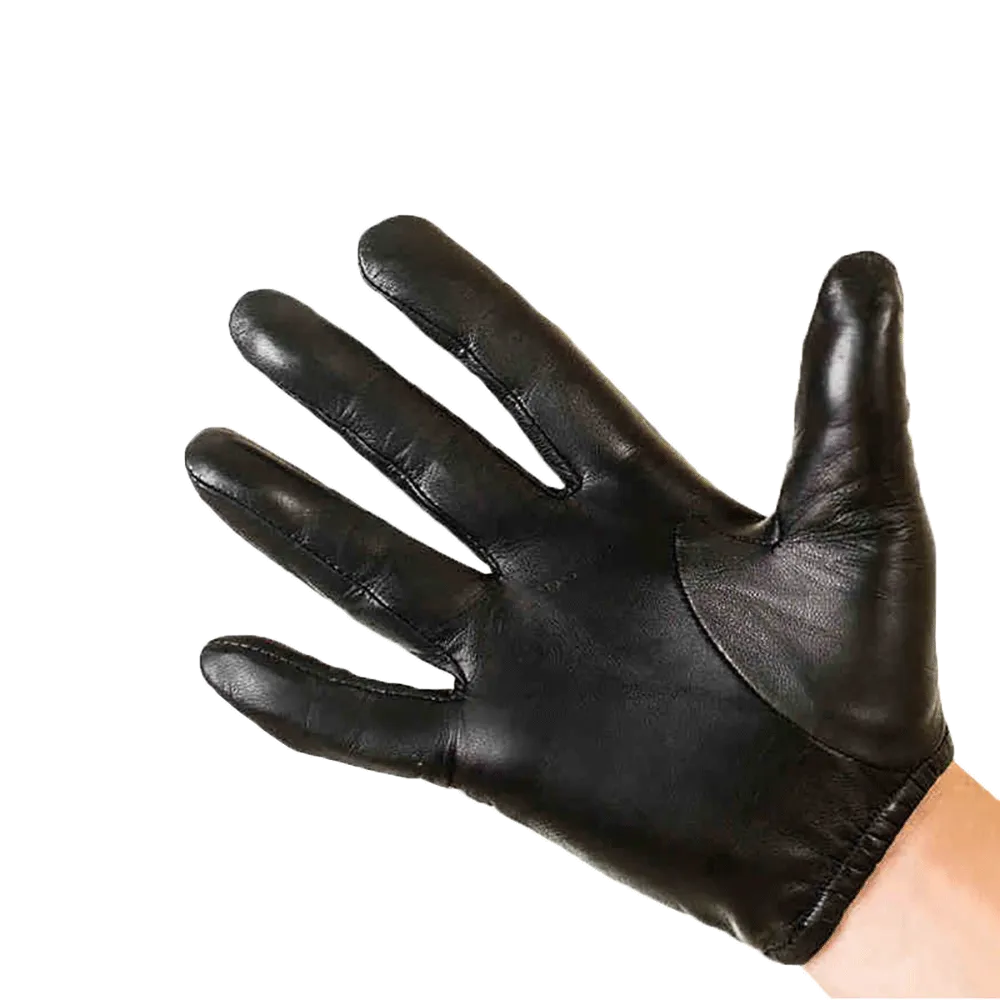 Men Tight Leather Gloves Short Wrist Fitted Touch screen Unlined Driver Gloves