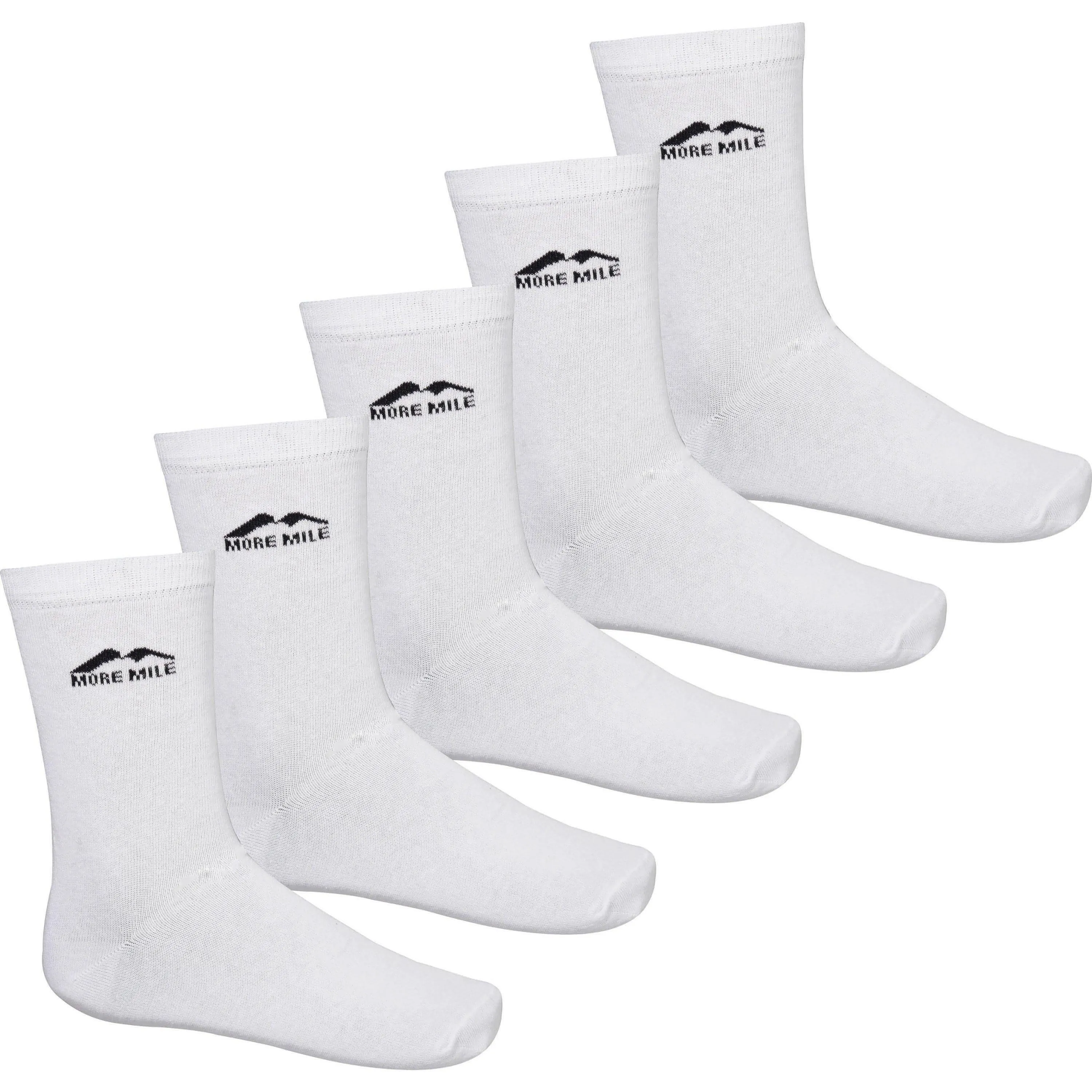 More Mile Stromstad Mid Calf (5 Pack) Mens Sports Socks - White