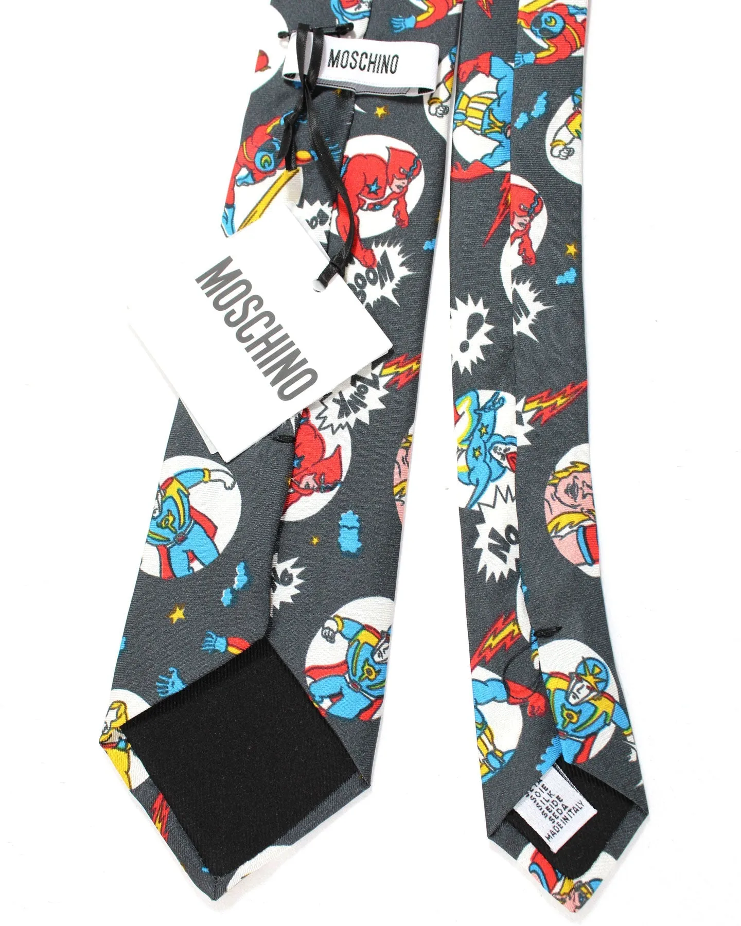 Moschino Tie Dark Gray Graphic Design - FINAL SALE