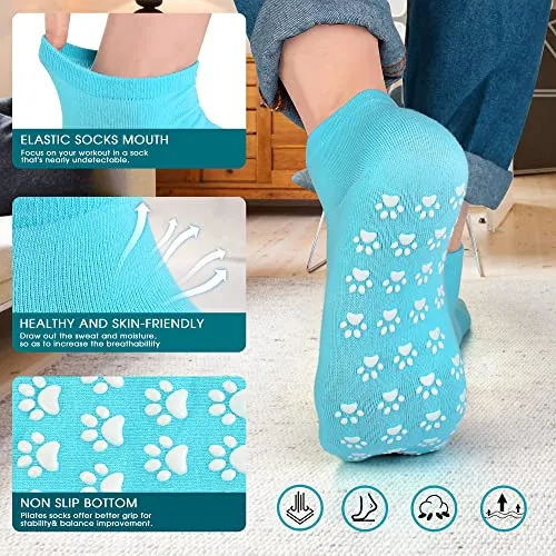 Non Slip Skid Socks with Grips for Women, Sticky Grippers Floors Slip Socks For Hospital, Yoga, Pilates(paw-multi)