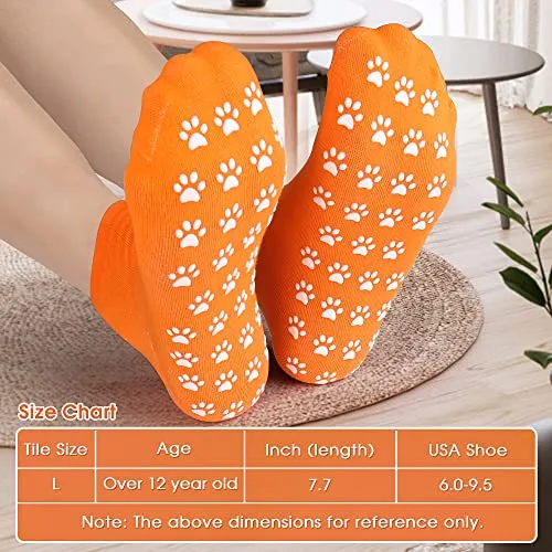 Non Slip Skid Socks with Grips for Women, Sticky Grippers Floors Slip Socks For Hospital, Yoga, Pilates(paw-multi)