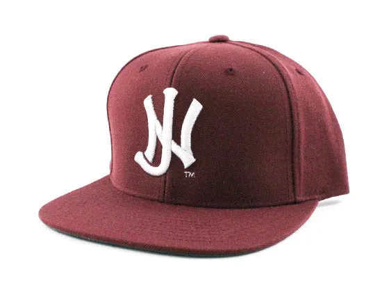 Old School NJ Snapback Hats (Maroon Green Under Brim)