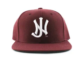 Old School NJ Snapback Hats (Maroon Green Under Brim)