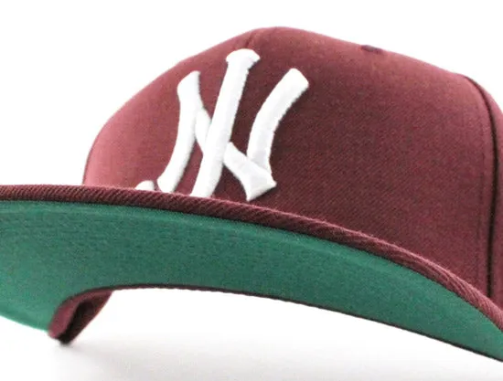 Old School NJ Snapback Hats (Maroon Green Under Brim)