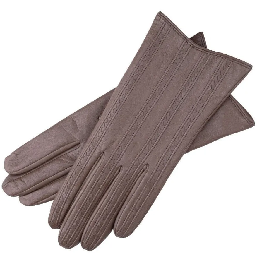 Pavia Light Grey Leather Gloves