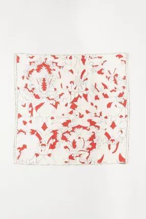 Red and White Graphic Print Preowned Square Scarf