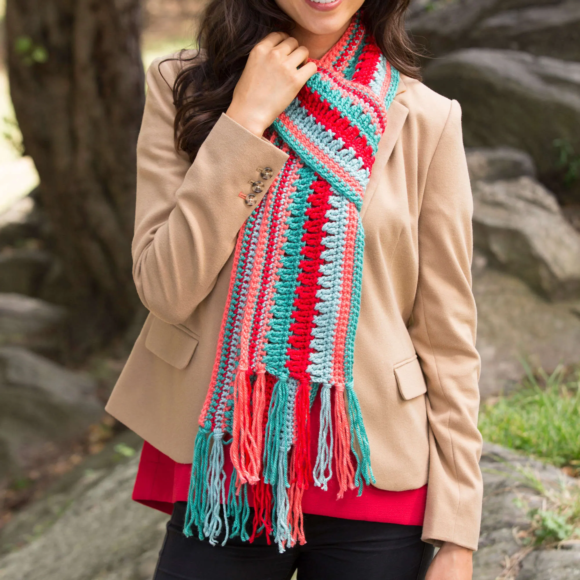 Red Heart Crochet Bright Stripes Scarf