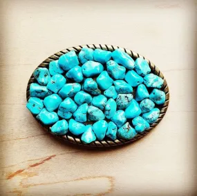 Rope edge Blue Turquoise Stone belt buckle