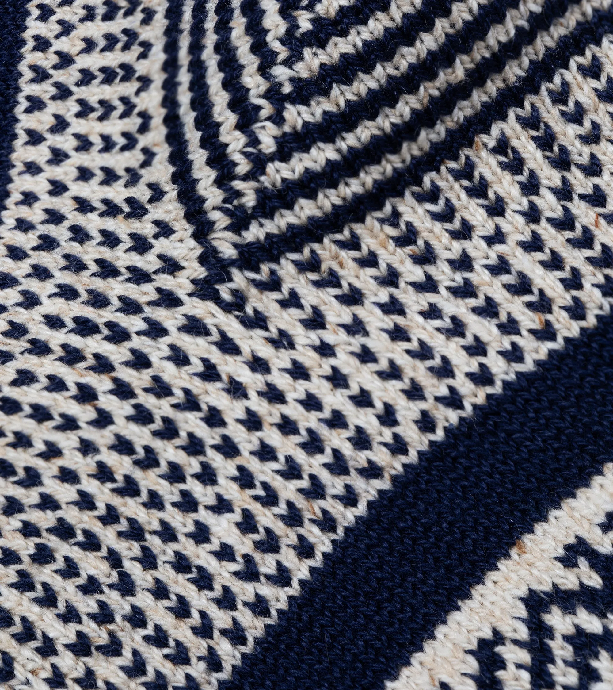 RoToTo Multi Jacquard Crew Socks: Ivory/Navy