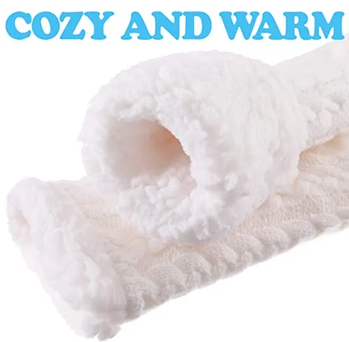 SDBING Women's Winter Super Soft Warm Cozy Fuzzy Fleece-Lined with Grippers Slipper Socks (White)