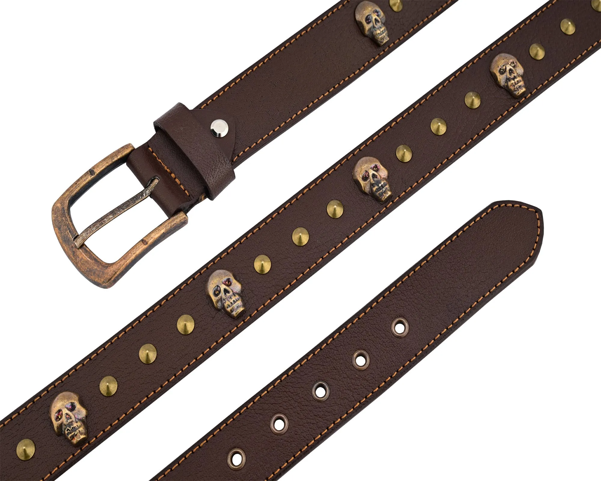 Skull and Pyramid Studs Genuine Leather Belt Punk Rock