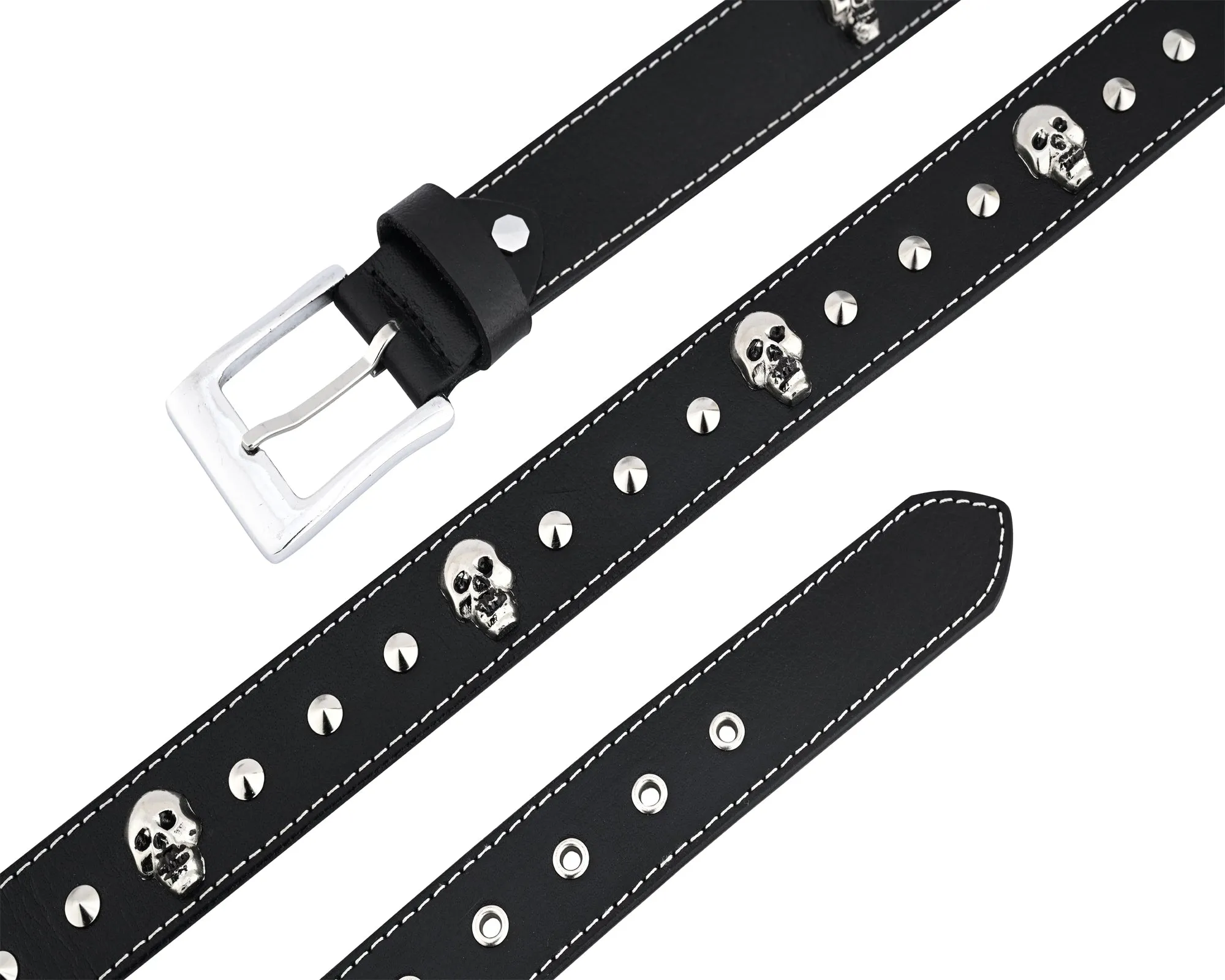 Skull and Pyramid Studs Genuine Leather Belt Punk Rock