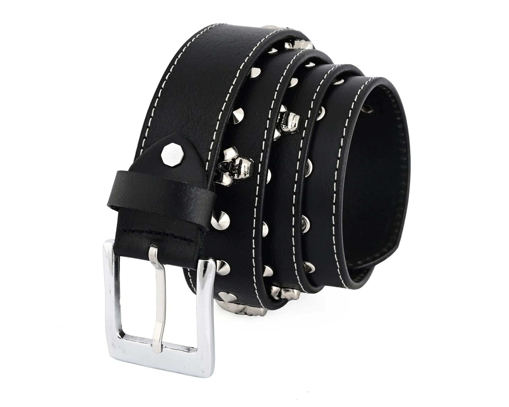 Skull and Pyramid Studs Genuine Leather Belt Punk Rock