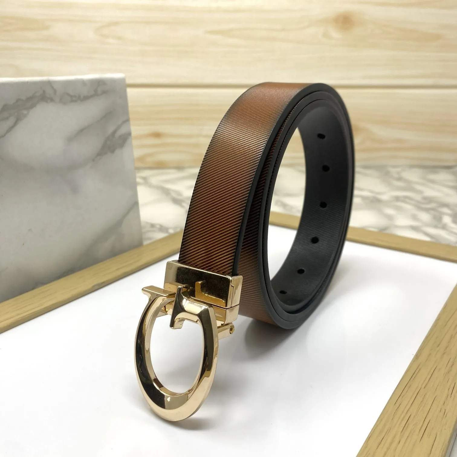 Small G Letter Reversible Strap Belt For Men-JonasParamount