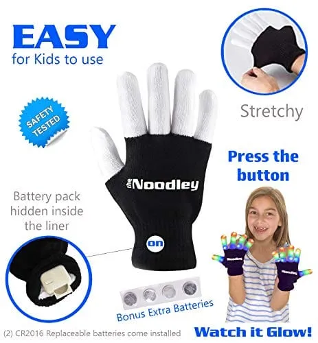 The Noodley Kids' 2 Pairs LED Light up Gloves