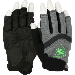 ToughX Suede Padded Palm with Fabric Back and Padded Knuckles - Half-Finger