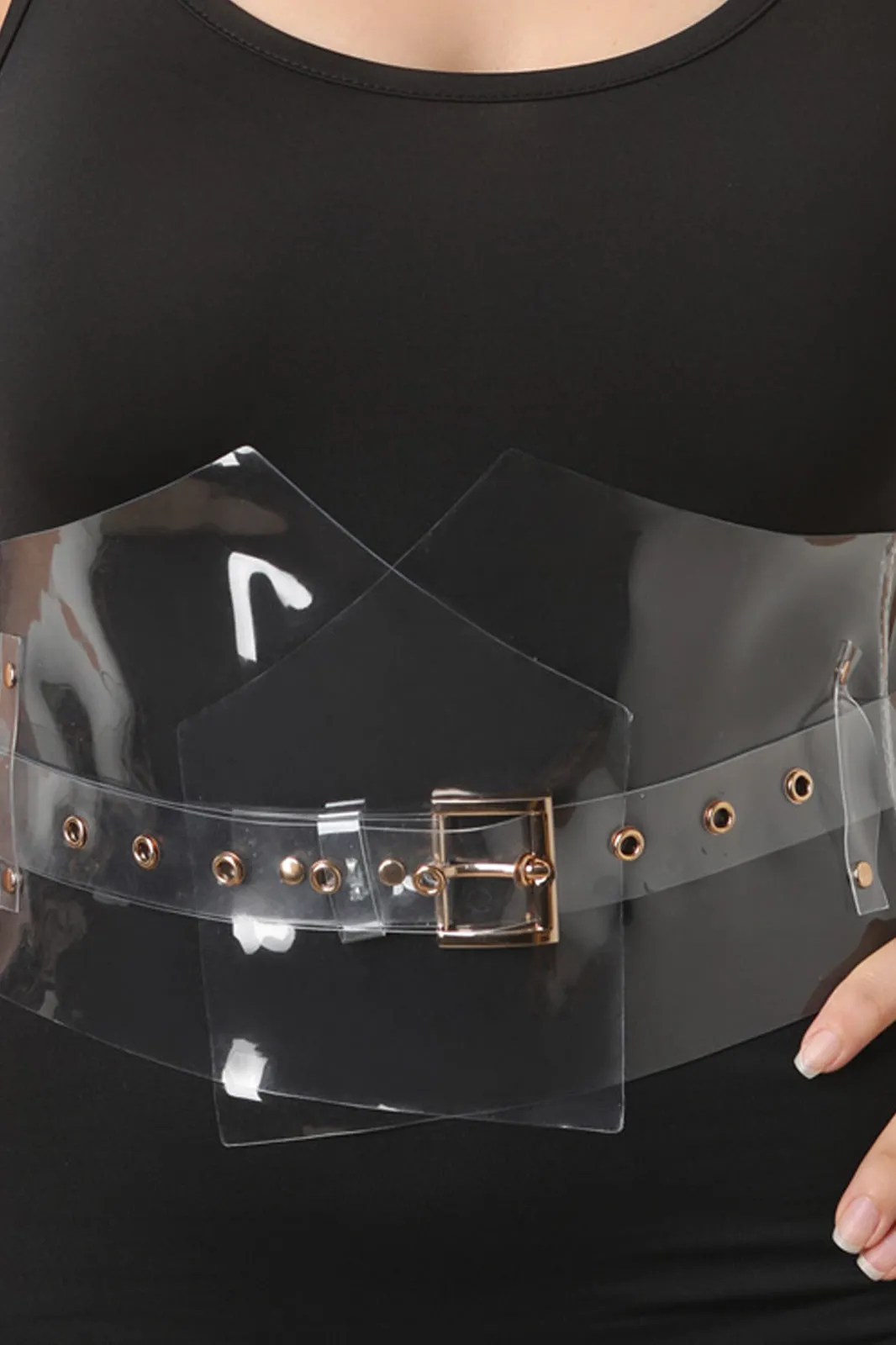 Transparent Square Buckled Belt