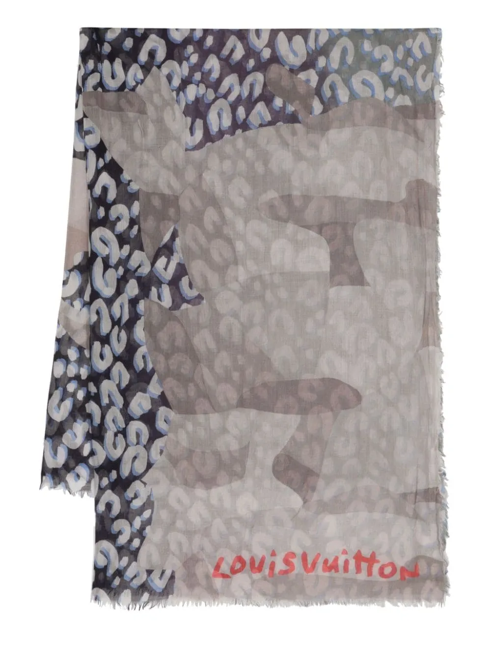 Trendy Inspired Louis Vuitton Cheetah Print Scarf Grey/navy