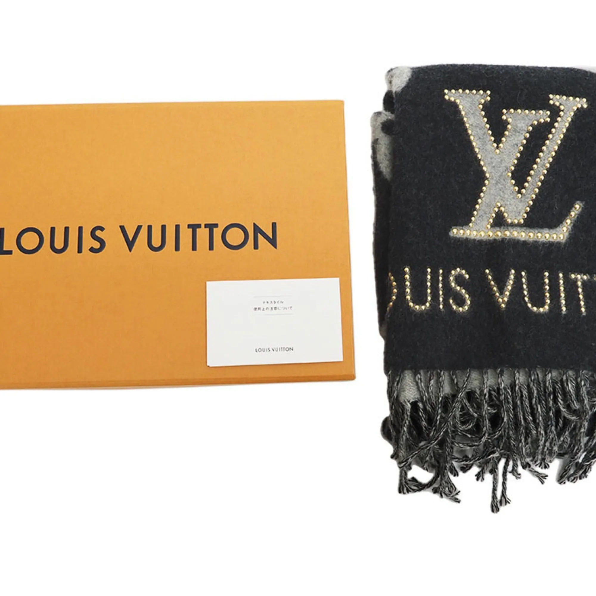 Trendy Inspired Louis Vuitton M71588 Muffler Reykjavik Studdy Monogram Black Gray Studs Ladies