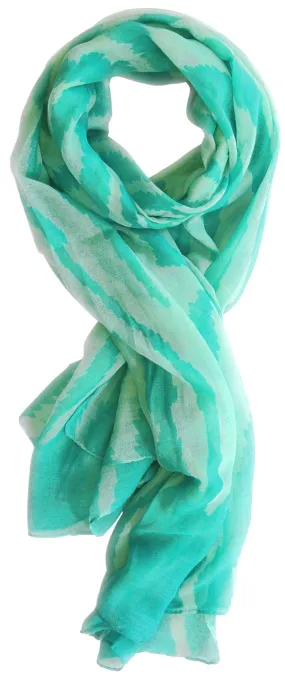 Turquoise Peach Couture Zebra Print Trendy Animal Print Fashion Graphic Shawl Wrap Scarf