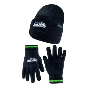 Ultra Game NFL Official Youth Super Soft Marled Winter Beanie Knit Hat with Extra Warm Touch Screen Gloves, Seattle Seahawks, Team Color, 1SIZE|Seattle Seahawks