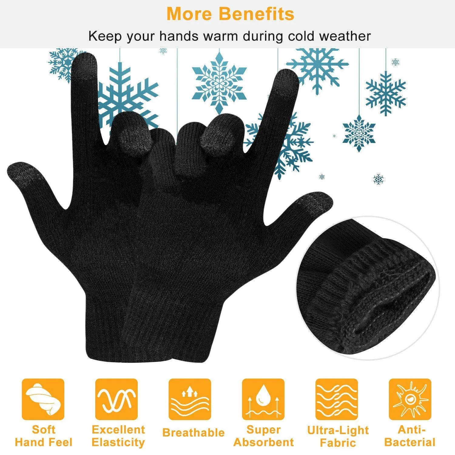 Unisex Winter Knit Gloves Touchscreen