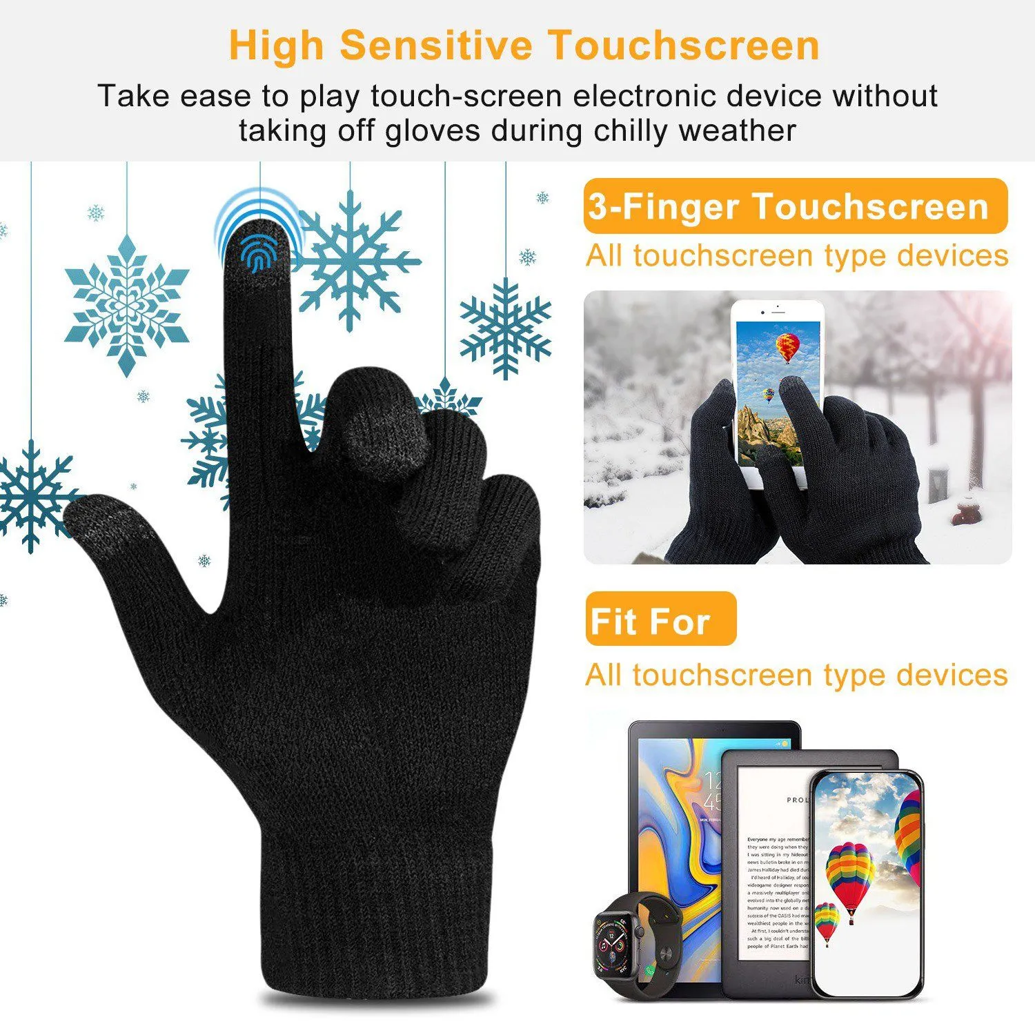 Unisex Winter Knit Gloves Touchscreen