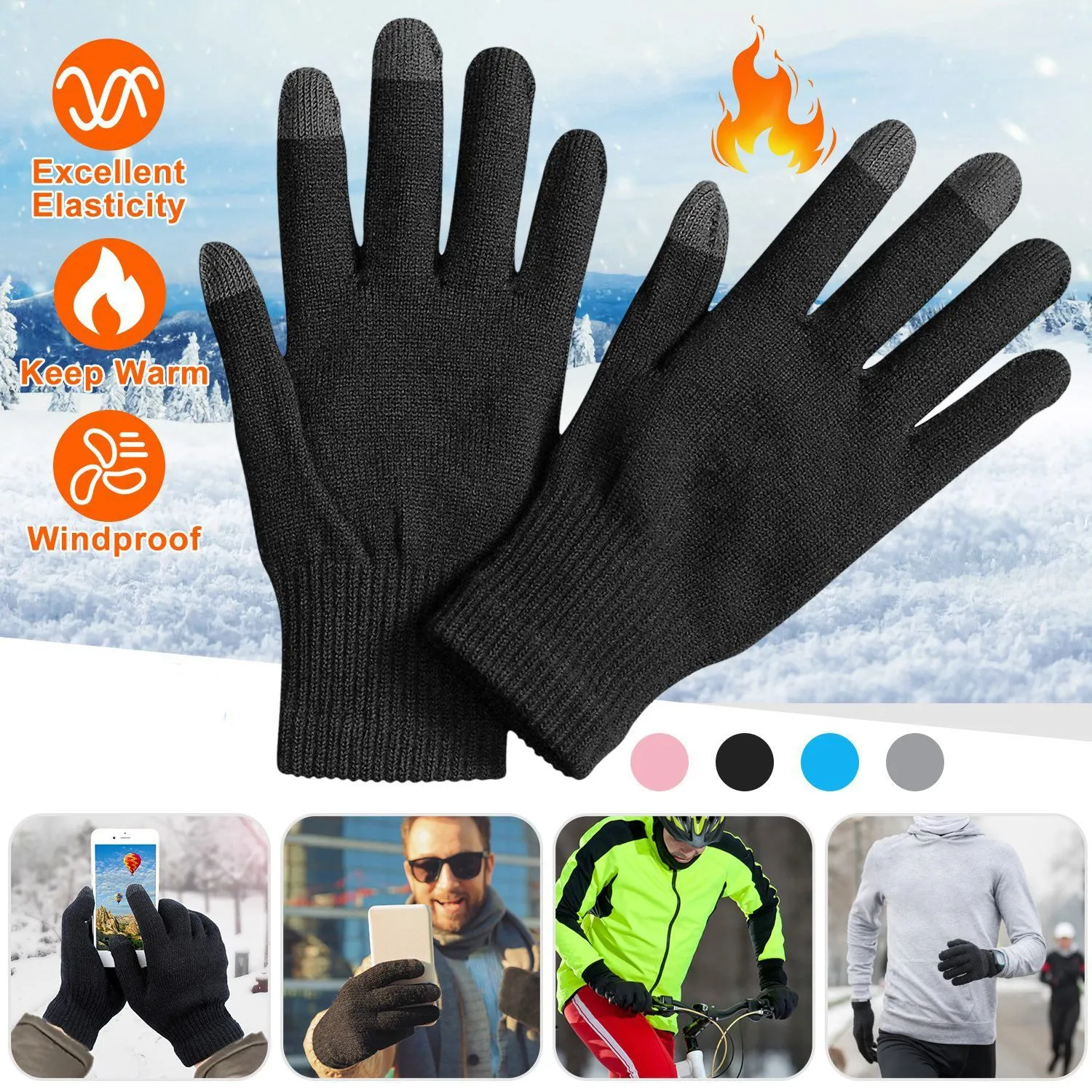 Unisex Winter Knit Gloves Touchscreen