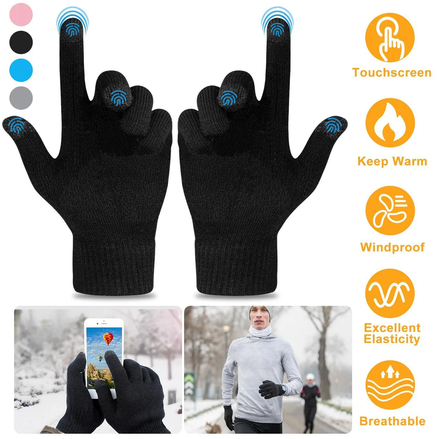 Unisex Winter Knit Gloves Touchscreen