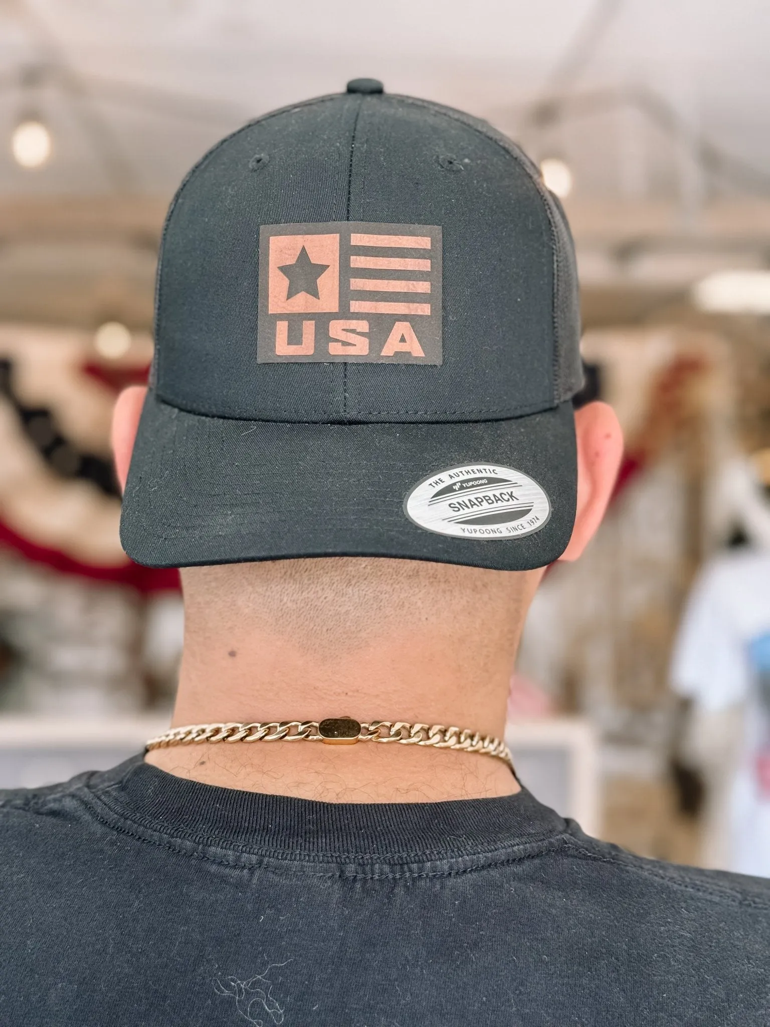 USA Gold Patriot Snapback Hat - Black