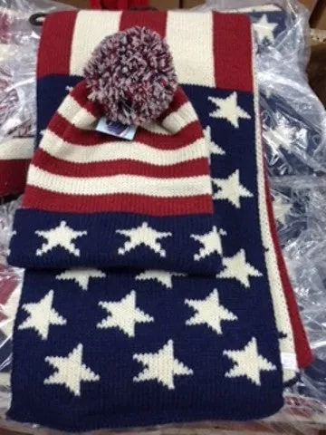 winter usa design hat and scarf set Case of 72