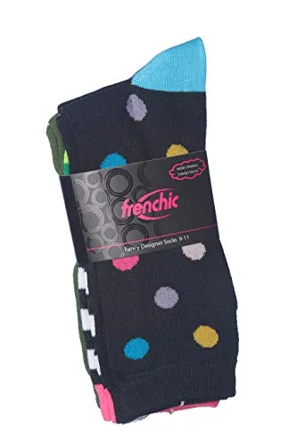 Women's Colorful Dots & Stripes Patterned Fashion Crew Socks, 12-Pack